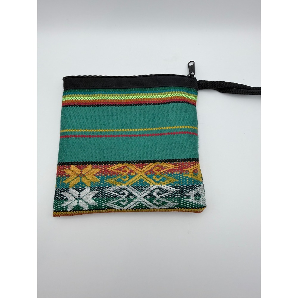 Bahamas Souvenir Coin Purse Wallet Wristlet Flamingo Print Colorful Woven - Picture 2 of 2